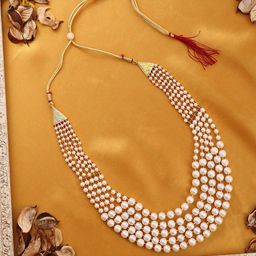 SOHI Gold-Plated Pearls Beaded Mehmooni Multi-Layered Necklace-picture-31