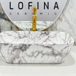 afina industries Premium Ceramic BASIN Which Gives Look To your Home Table Top Wash Basin LA1003 Ceramic Tabletop Washbasin/Countertop Wash Basin/Basin for Bathroom Table Top Basin image 5