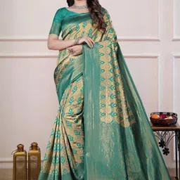Mufa Ethnic Motifs Woven Zari Banarasi Saree image 2