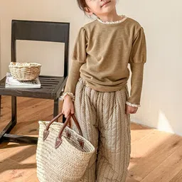 LULU & SKY Girls Printed High-Rise Cotton Pleated Trousers image 5