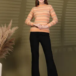 Clora Creation Women Round Neck Chevron Printed Woollen Pullover image 2