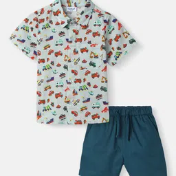 Nauti Nati Boys Printed Short Sleeves Pure Cotton Shirt With Shorts-picture-38