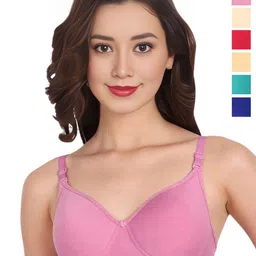 Liigne Pack Of 6 Solid Full Coverage Non Padded All Day Comfort Cotton Bra-picture-40