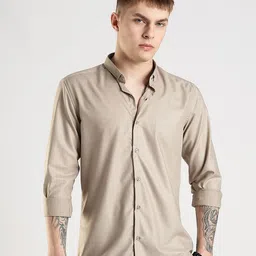 NEVER NEUD Men Classic Slim Fit Solid Spread Collar Casual Shirt-image-57