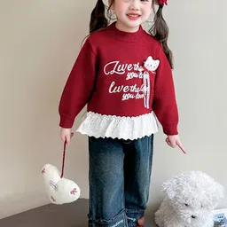 LULU & SKY Girls Typography Pullover with Embroidered Detail image 4