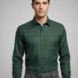 Vida Loca Men Smart Slim Fit Textured Spread Collar Cotton Formal Shirt-image-53