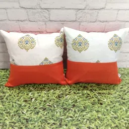 Pink Parrot White & Beige Ethnic Motifs Square Cushion Covers-picture-22