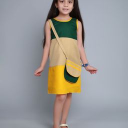 Pink Chick Girls Colourblocked Cotton Sleeveless A-Line Dress-picture-10