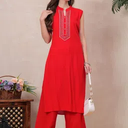 KALINI Women Ethnic Motifs Embroidered Mirror Work Kurta with Palazzos-picture-28
