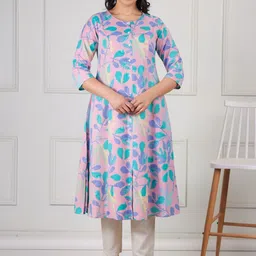 Aramya Women Floral Printed Regular Linen Kurta with Trousers-image-81