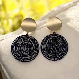 VATIYAANA Jewels Gold Plated Circular Shaped Drop Earrings-picture-35