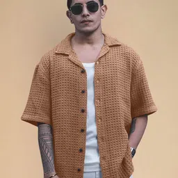 Moda Rapido Men Relaxed Fit Textured Cuban Collar Casual Shirt-picture-21