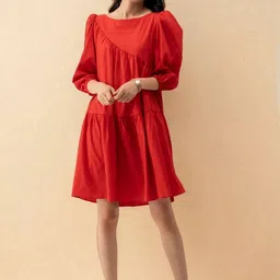 all about you Puff Sleeve Crepe Dress image 5