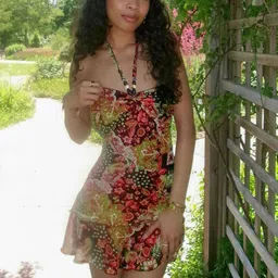 stylecast x revolte Red and Yellow Floral Halter Neck Mini Dress image 2