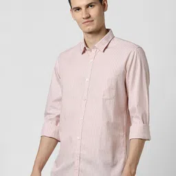 Peter England Casuals Men Slim Fit Striped Spread Collar Pure Cotton Shirt image 4