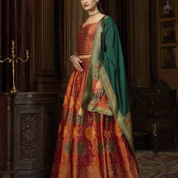 PURVAJA Woven Design Art Silk Lehenga & Unstitched Blouse With Dupatta image 2