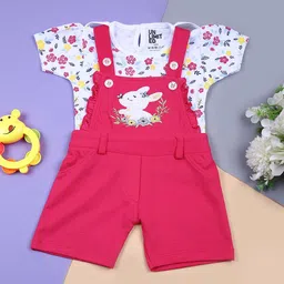 V-Mart Infant Girls Printed Cotton Dungarees With T-Shirt-picture-38