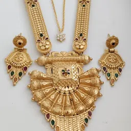 OM KRISHIV COLLECTION Gold Plated Necklace with Earring Set image 3