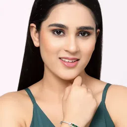 ZENEME Women Silver-Toned & White Brass American Diamond Rhodium-Plated Kada Bracelet image 5