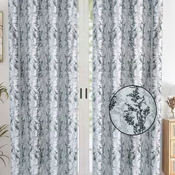 AJISH Black & White Set of 2 Floral Long Door Curtain-picture-12