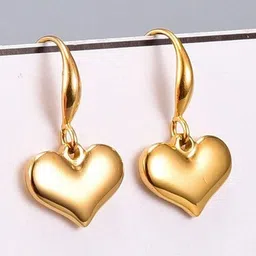 Lady Raiment Stainless Steel Gold Plated Heart Shaped Drop Earrings-image-1