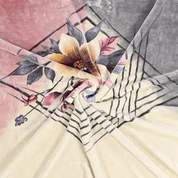 Monte Carlo Commander Grey & Cream Colored Printed Heavy Winter 138 GSM Double Bed Blanket image 5