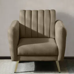 casacraft from pepperfry Fidel Chenille Fabric 1 Seater Sofa in Beige Colour image 1