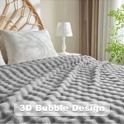 Nivasam Grey Geometric Fleece AC Room 300 GSM Double Bed Blanket image 4