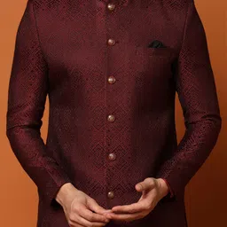 KISAH Woven Design Kurta Indowestern Sherwani Churidar Set image 4