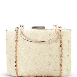 ARTKLIM Embroidered Sequinned Box Clutch With Sling Chain image 2