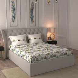 MYTRIDENT Multicoloured Printed Cotton 144 TC King Bedsheet with 1 Pillow Cover-picture-36