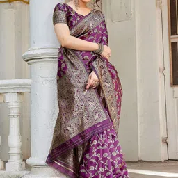 JANOI Floral Zari Art Silk Banarasi Saree image 4