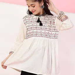 Miss & Chief Embroidered Tie-Up Neck Top-picture-33