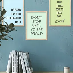 Kotart Brown & blue 3 Piece Wood Abstract Wall Paintings image 2