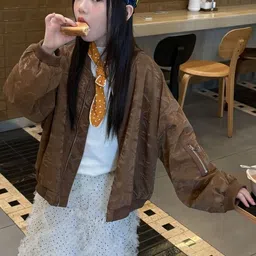 LULU & SKY Girls V-Neck Bomber Jacket image 3