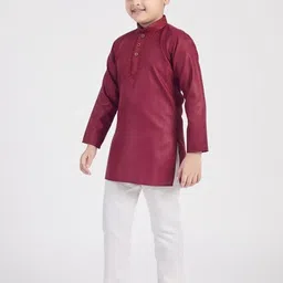 SQS Boys Slim Fit Full Sleeve Cotton Sequinned Kurta image 3