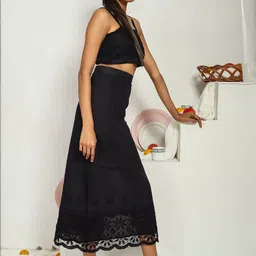 AKANYA Self Design Shoulder Straps Organic Cotton Top With Skirt image 5