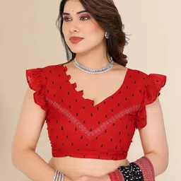 Moda Rapido Printed Beads and Stones Embellished Lace Border Saree image 3