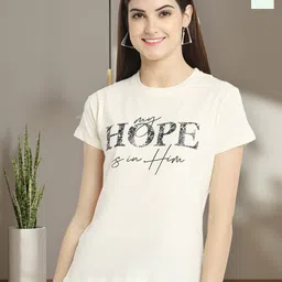 Dreambe Women Pack of 2 Typography Printed Round Neck Cotton T-shirts-picture-8