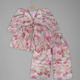 IRSIA Girls Floral Printed Empire Gotta Patti Kurti With Palazzos-picture-35