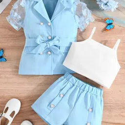 TrendyKid Girls Top With Shorts And Blazer-image-17