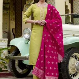 KALINI Women Ethnic Motifs Embroidered Regular Sequinned Kurta with Trousers & With Dupatta-picture-38