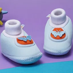 NESKA MODA Kids-Unisex Blue Cotton Booties-image-65