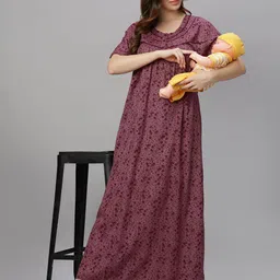 QUIRA Women Floral Printed Maternity Maxi Nightdress-picture-37