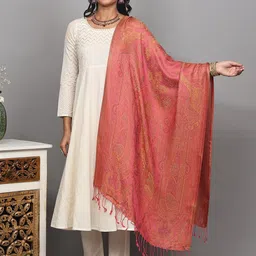 Exotic India Paisley Reversible Woven Design Shawl-image-85