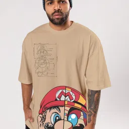FLYIND VOGUE OUTFIT Men Super Mario Bio Finish Graphic Printed Cotton Oversized T-shirt-image-44