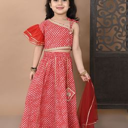 Superminis Girls Leheriya Printed Cotton Ready to Wear Lehenga & Blouse With Dupatta-picture-28