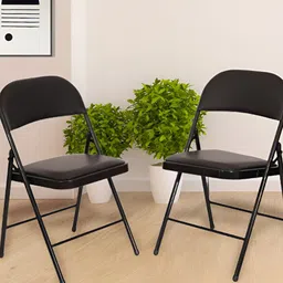EROS 2-Pcs Black Folding Metal Dinning Chair image 4