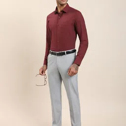 Turtle Men Textured Tailored Slim Fit Formal Trousers image 2