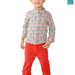 Tiny Bunnies Boys Pack Of 2 Printed Mandarin Collar Shirt With Trousers-picture-16